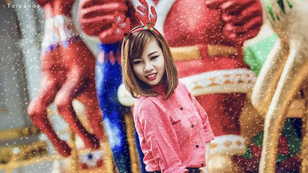 アジアの女の子のクリスマス休暇 HD 壁紙