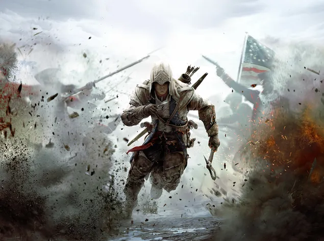 Assassin's Creed 3 - Assassin in actie 2K achtergrond