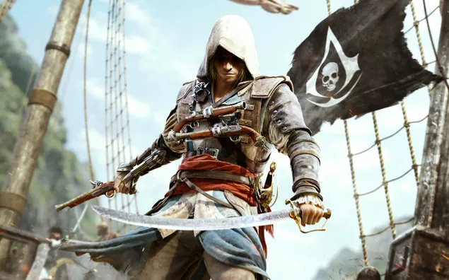 Assassin's Creed 4 Black Flag - Ninja op het piratenschip 2K achtergrond