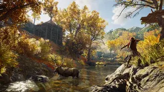 Assassin's Creed Odyssey - Arqueiro caçando alce 2K papel de parede