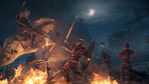 Assassin's Creed Origins - Asesino luchando con soldados
