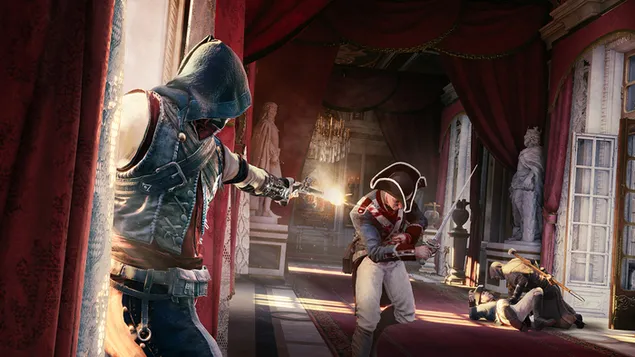 Assassin's Creed Unity: un assassí que dispara un soldat francès 2K fons de pantalla