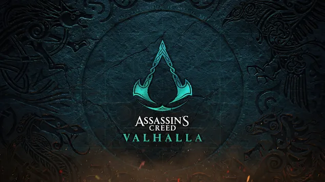 Assassin's Creed Valhalla - Logo 4K achtergrond