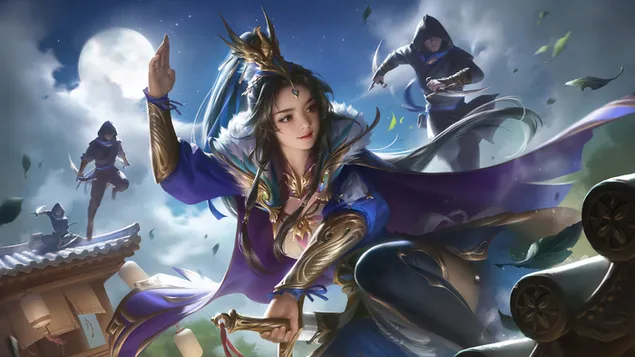 Páipéar balla Cluiche Assassin Warrior Cailín4K