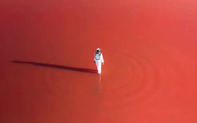Astronaut in red space minimalist 