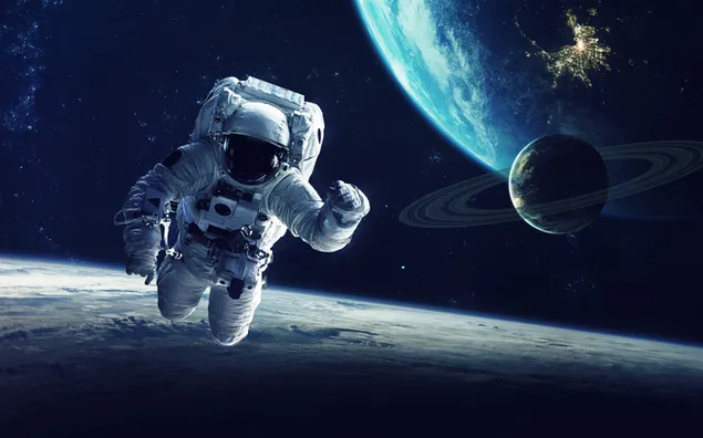 Astronaut die de planeten navigeert