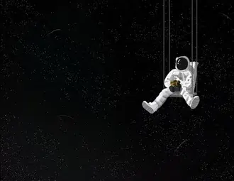 astronaut na houpacce mezi hvezdami ve vesmiru stahnout