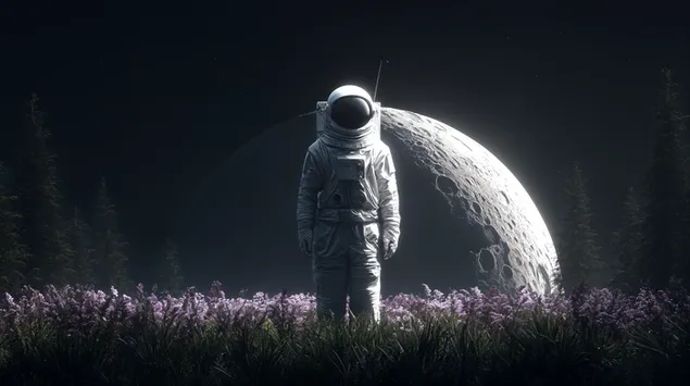 portret i astronautit ne peizazhin e henes se plote shkarkim