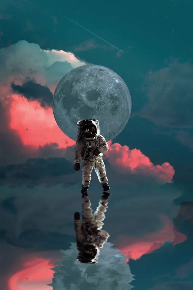 Astronautenreflexion 4K Hintergrundbild