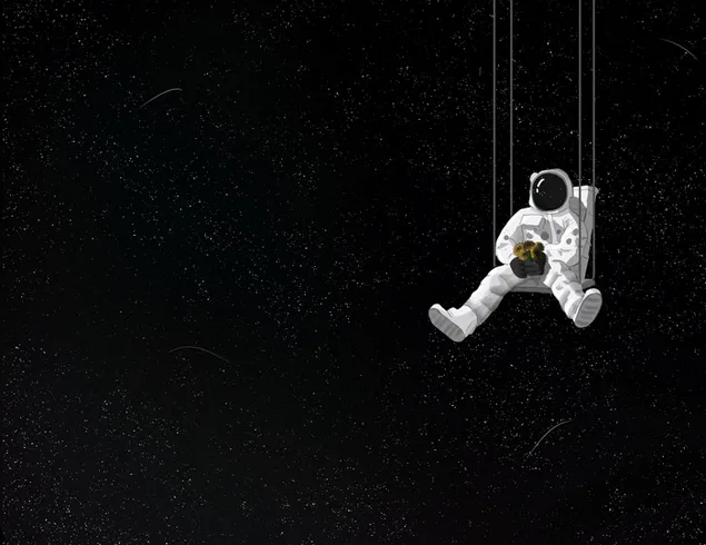Astronaut zwaait in de ruimte