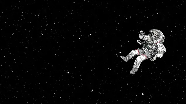 Astronauta calavera blanco y negro