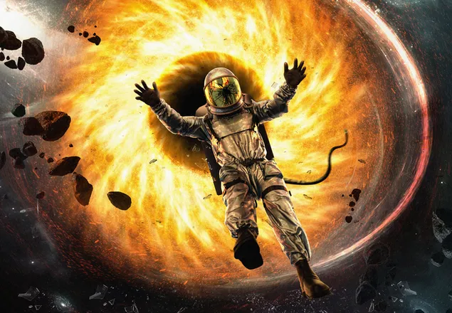 Astronauta cayendo en agujero negro