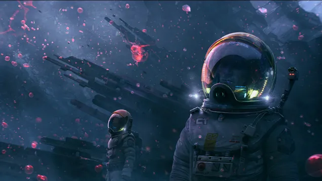 宇宙飛行士が宇宙を見ている HD 壁紙