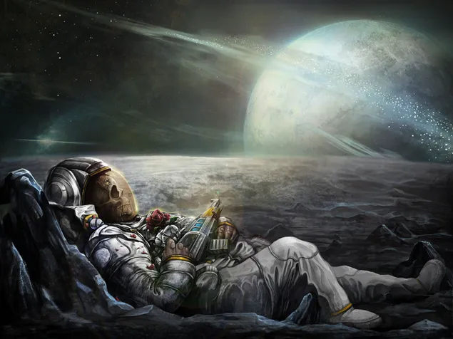 Astronot kerangka menikmati di luar angkasa unduhan