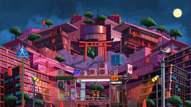 Asus ROG (Cộng hòa game thủ) - Cyberpunk Asus 'Zephyrus' Cyber ​​City (Chủ đề buổi tối)