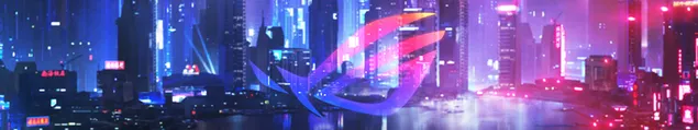 Asus ROG (Republic of Gamers) - Neon Nightfall LOGO 8K wallpaper