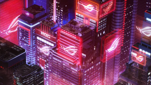 Asus ROG (Republic of Gamers) - Red Alert (Cyber City) 4K wallpaper