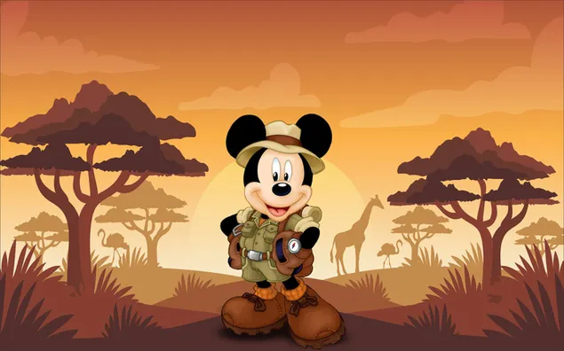 Atardecer de safari de dibujos animados de mickey mouse descargar