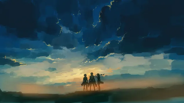 Attack On Titan - อาร์มิน อาร์เลิร์ต, มิคาสะ แอคเคอร์แมน, เอเรน เยเกอร์ 4K วอลเปเปอร์