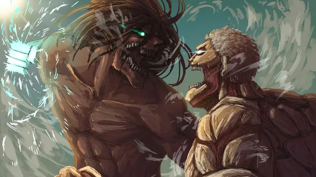 進擊的巨人 - 進擊的泰坦與裝甲的泰坦 4K 壁紙