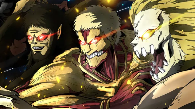 進擊的泰坦 - 野獸泰坦、裝甲泰坦和顎泰坦 4K 壁紙