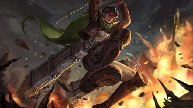 Páipéar balla Ionsaí ar Tíotán : Levi Ackerman An Saighdiúir is Láidre sa Chine daonna4K