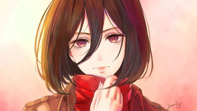 거인에 대한 공격 - Mikasa Ackerman 스쿼트 연대 4K 배경화면