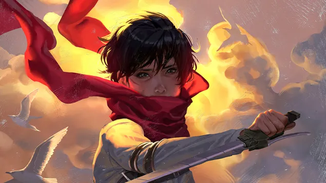 거인 공격: 미카사 아커만(스쿼트 연대) 4K 배경화면