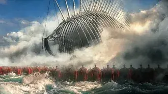 Attack On Titan - ไททันส์เดินอยู่ในทะเล HD วอลเปเปอร์