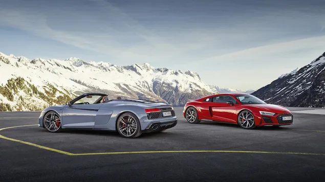 Audi R8 V10 Performance RWD 2022 gray and red color 