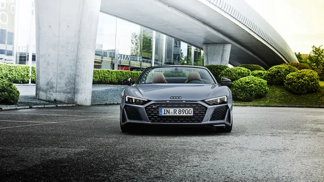 Audi R8 V10 Performance RWD 2022 gray color front view 4K wallpaper
