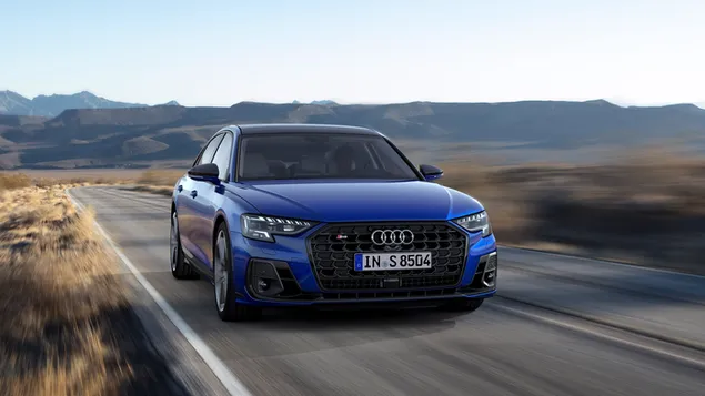 Audi S8 2022 blauwe kleur vooraanzicht download