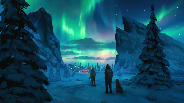 Aurora Borealis Nachthemel Landschap