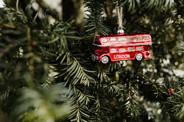 Autobús navideño como decoración