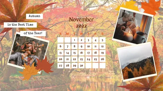 Hình nền Lịch tháng 11 mùa thu 4K