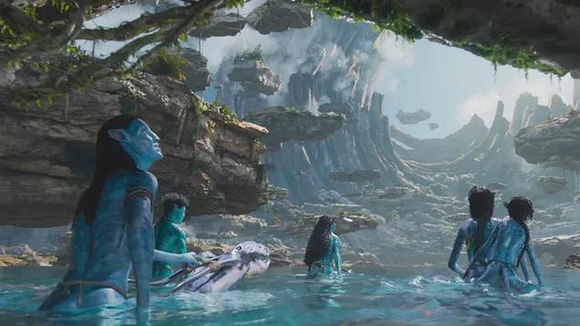 Avatar: personajes de Avatar en el agua de la serie The Way of Water 4K fondo de pantalla