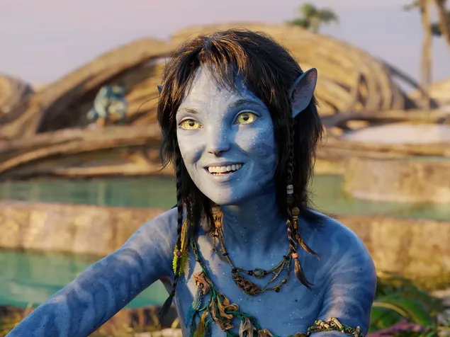 Avatar: el personaje de la serie The Way of Water está sonriendo HD fondo de pantalla