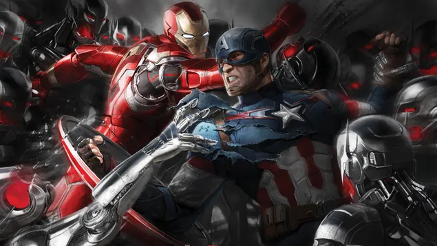 Avengers: Age of Ultron - Ironman vs Captain America 4K achtergrond