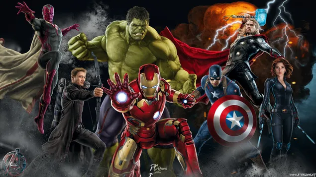 Avengers Age of Ultron team together poster