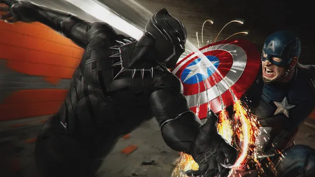Vengadores: Pantera Negra vs. Capitán América 4K fondo de pantalla