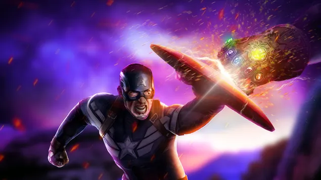 Avengers: Endgame - קפטן אמריקה נלחם עם thanos (fanart) 2K טפט