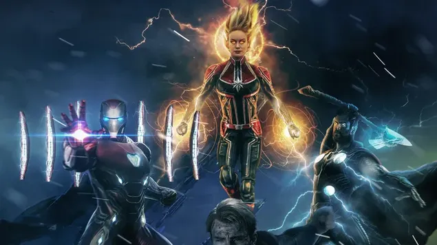 Avengers fight together against Thanos 2K wallpaper