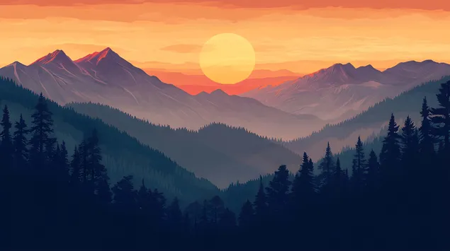 Awakening Peaks: The Tranquility of Morning Light on the Mountains 8K bakgrund