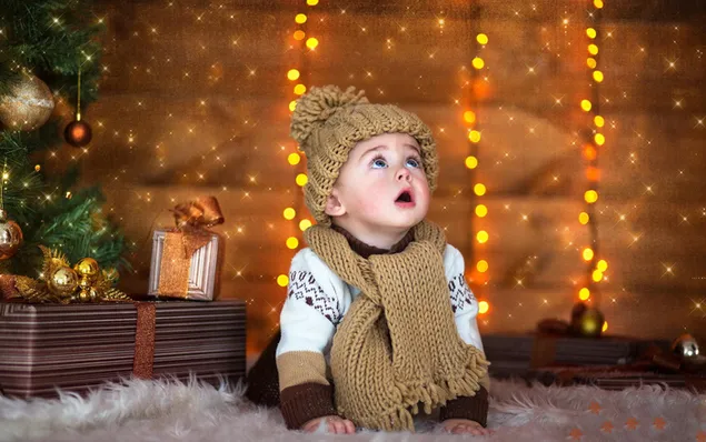 Baby op de kerst HD achtergrond