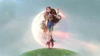 Tapeta Pozadí úplňku fotografie zábavné dívky s dlouhými různými vlasy a hippie oblečením 4K