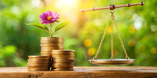 Tapeta Vyvážená harmónia, zisk a udržateľnosť v elegantnom dizajne 4K