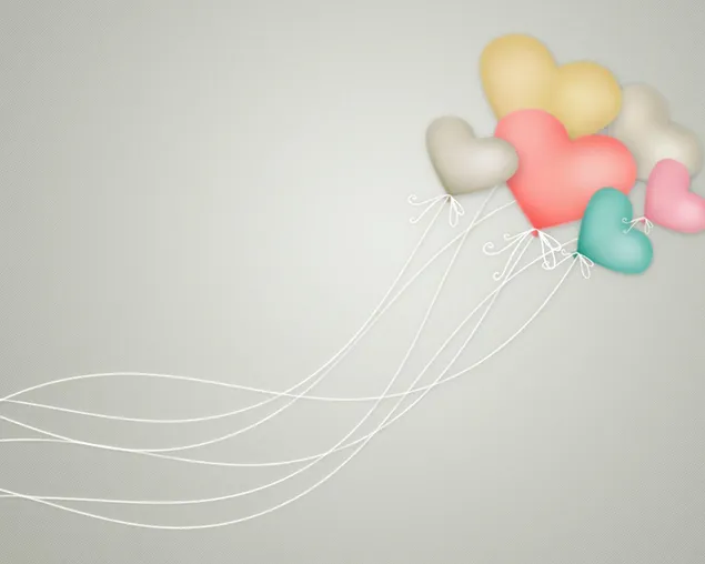 balon dengan hati terbang berwarna-warni dengan latar belakang abu-abu unduhan