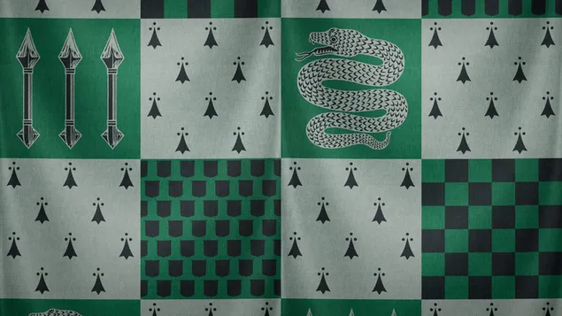 Bandera blanca y verde de la casa de Slytherin descargar