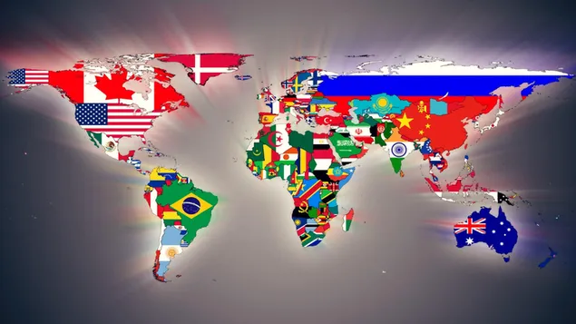 Banderas vida países mapamundi