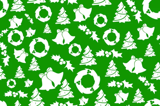 Baratijas navideñas en un patrón blanco y verde.